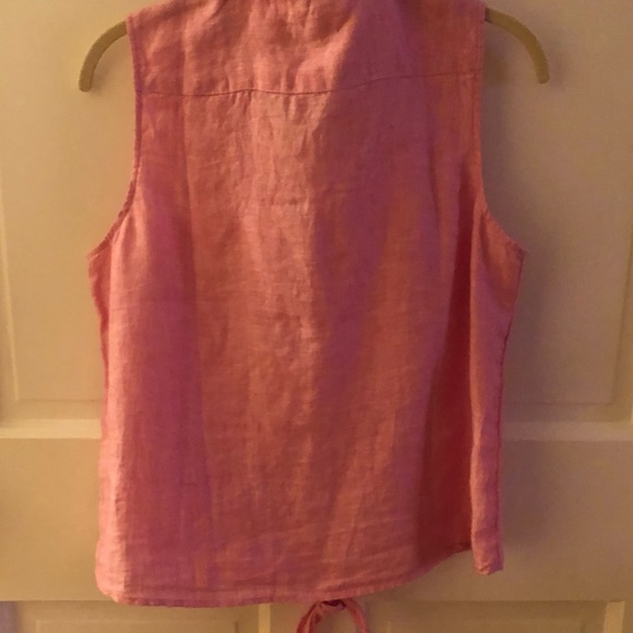 Talbots sleeveless linen front tie pink shirt 👚 - Picture 6 of 7